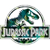 Logo Jurassic Park con disegno delle foglie di T-Rex