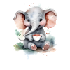 Elefant mit Kaffee -Aquarellstil
