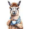 Lama au style aquarelle café