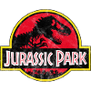 Logotipo de Jurassic Park Classic en rojo con T-Rex