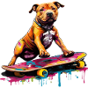 Staffy on a Skateboard