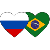Russia Brazil Flag Heart