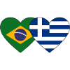 Brésil Grèce Drapeau Coeur
