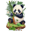 Panda bear eats bamboo