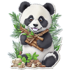 Panda bear eats bamboo