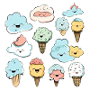 Glaces et cornets kawaii