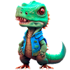 small T-Rex in denim jacket