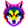 Mystical Rainbow Wolf Head