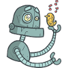 Roboter mit Vogel