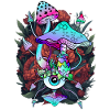 Psychedelic Mushroom - Eyes Art with Flowers