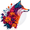 Loup au bouquet de fleurs
