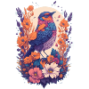 Birds in a bouquet of flowers