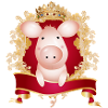 Schwein mit prächtigen Wappen und Banner