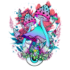 Floral Psychedelic Mushroom Art