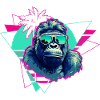 Gorilla con occhiali da sole Retro Synthwave