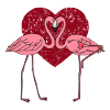 Flamingos in love in pink heart