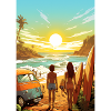 Beach scene with surfboard