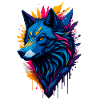 bunter abstrakter Wolf