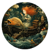 carp and red-haired girl