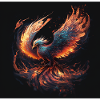 Powerful phoenix rising, icon line