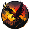 Powerful phoenix rising, icon line