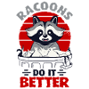 Raccoon lover picking garbage,
