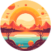 Sunset at the Lake Illustration