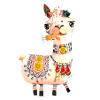 llama,alpaca, illustration, comic,veggie, carrot