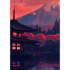 Roter japanischer Berg