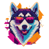Frosty Fury: Retro Husky T-Shirt