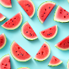 Sommermønster med vandmelon på turkis