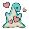 hugadino in love dino, heart, cute dinosaur