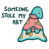 hugadino sad artist, cute dinosaur