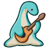 hugadino dino plays guitar, cute dinosaur