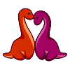 hugadino lesbian couple, cute dinosaur, dino