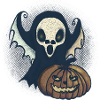 Halloween ghost with pumpkin