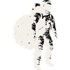 Astronaut silhouette white, moon background