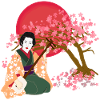 Japanese woman play Shamisen