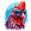 Funny chicken with sunglasses
