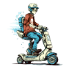 Marc on his futuristic scooter