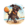 Dog playing beach volleyball