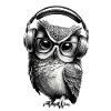 Owl with Glasses and Headphones