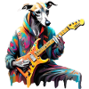 Cooler Whippet spielt E-Gitarre