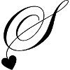 Letters s calligraphy heart