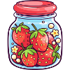 Closed jar with strawberries