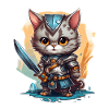 Cat in Knight Equipment with Longsword, AI Gen
