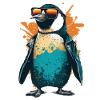 Cool penguin with sunglasses and jacket