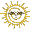 Sun motif with face