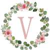 V Monogram Eucalyptus Rose Wreath