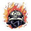 Firefighter's helmet on fire n°2